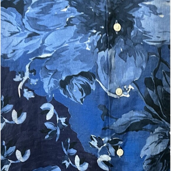 RALPH LAUREN Purple Label 100% Linen Blue Floral Made In Italy Shirt Men's Sz XL - Picture 5 of 5